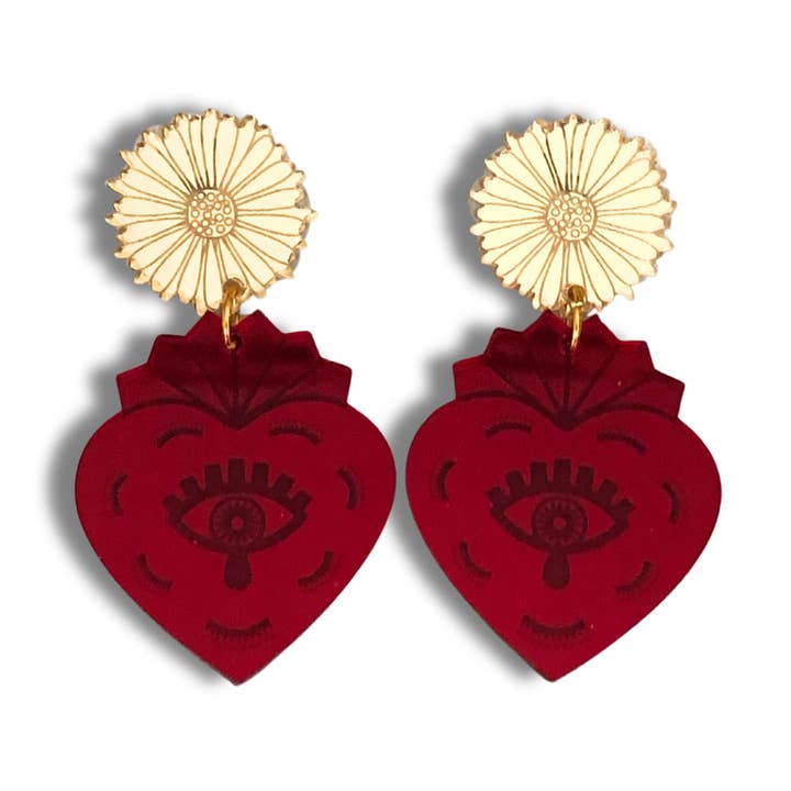 Protection Corazones Red Ruby and Gold Flower for wholesale by anamarinastudio