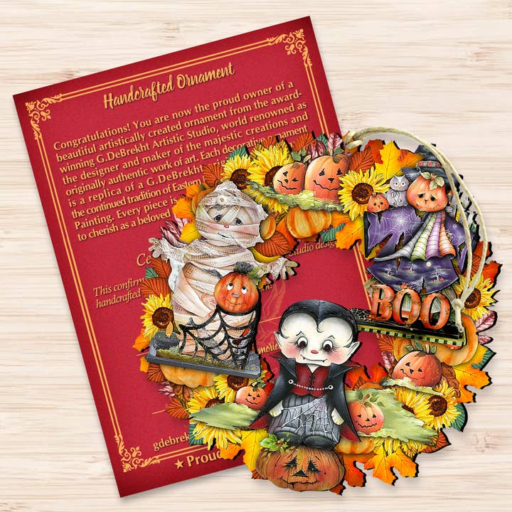 Designocracy - Wholesale Ornament - Halloween Wreath Wood Ornament G.DeBrekht Fall