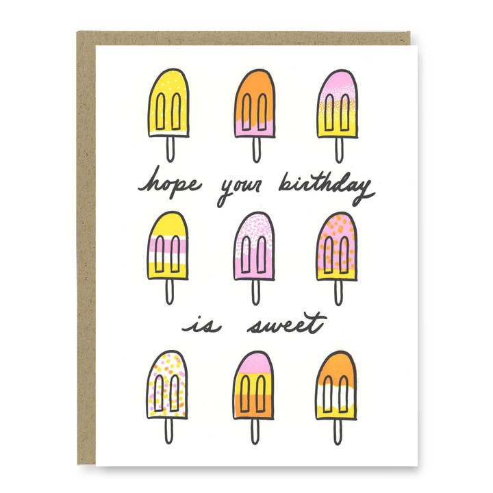 Popsicle Birthday Card | Letterpress Birthday Card for wholesale by Kindred Letterpress