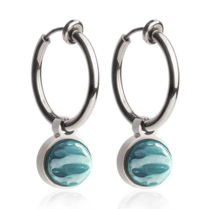 Auriculares Mix&Match com pendente • prateado/verde malaquita • 18mm por atacado de ALEXASCHA