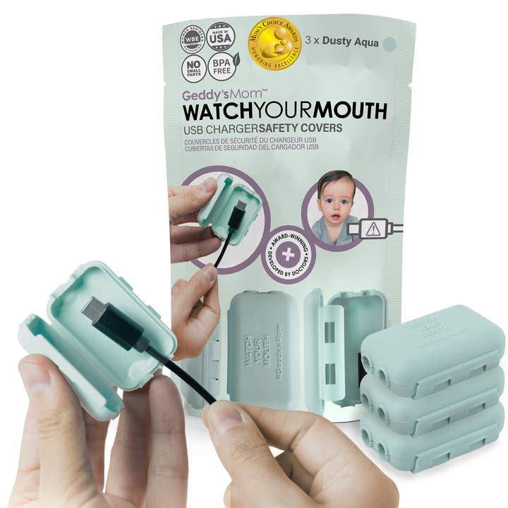 WATCH YOUR MOUTH USB Safety Cover 3-PACK for wholesale by Geddy's Mom LLC