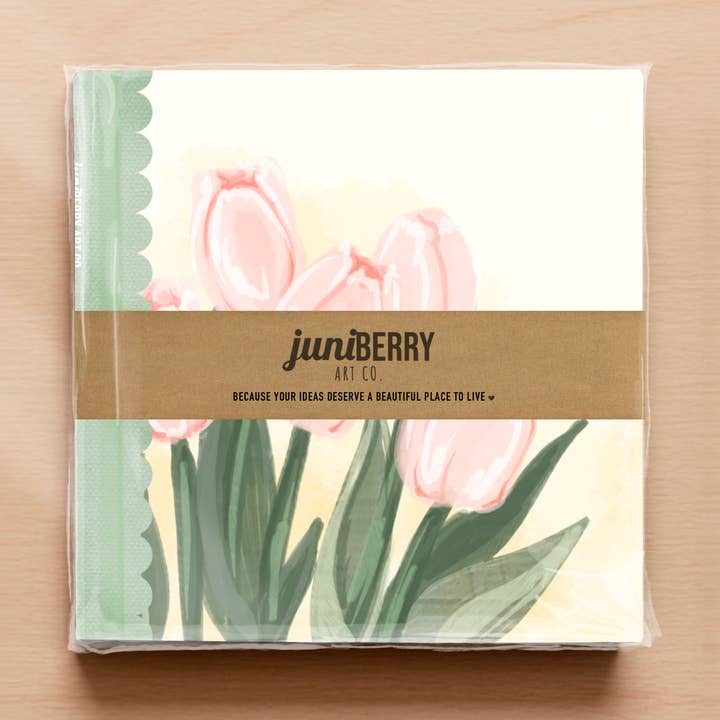 Floral Spring Tulip notebook journal for wholesale by Juniberry Art Co