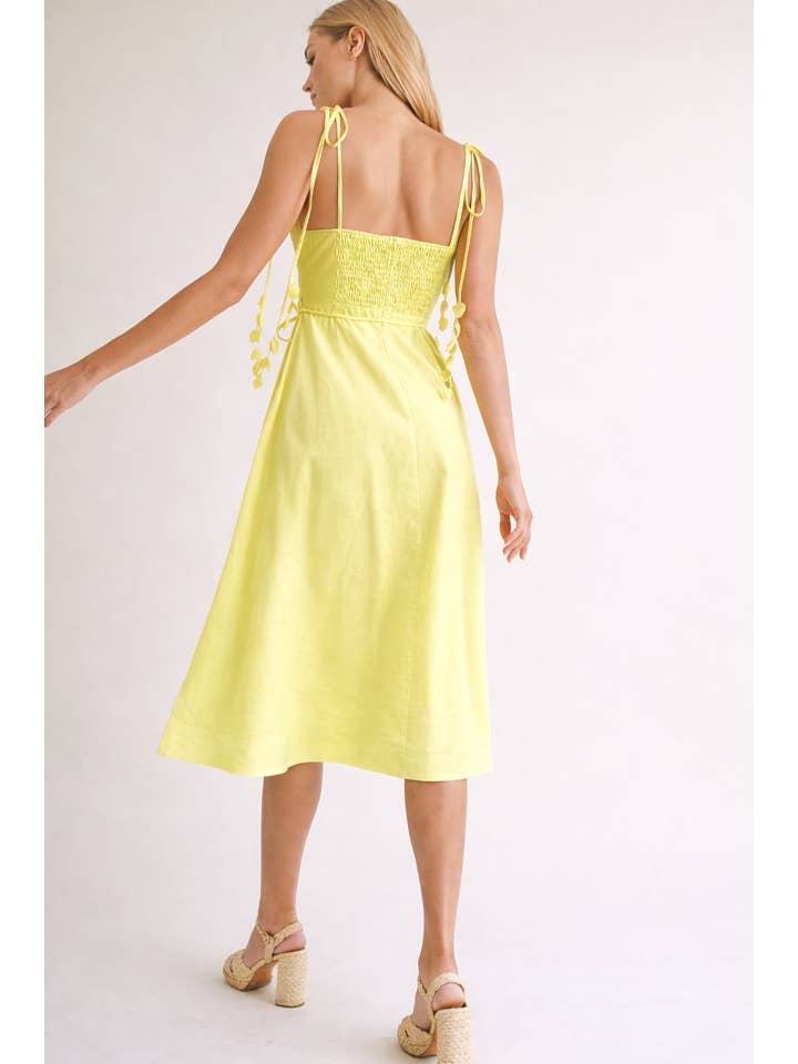 Endless Blu - Wholesale Dress - Women's - LD1003 Linen Midi Dress with Corset Bodice14