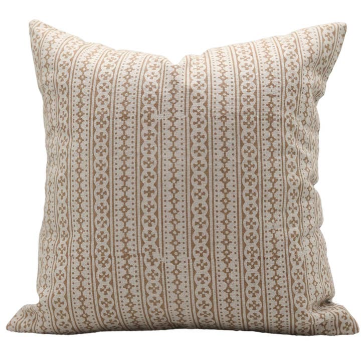 Housse de coussin en lin pur à imprimé indien - Doji pour la vente par Fabdivine