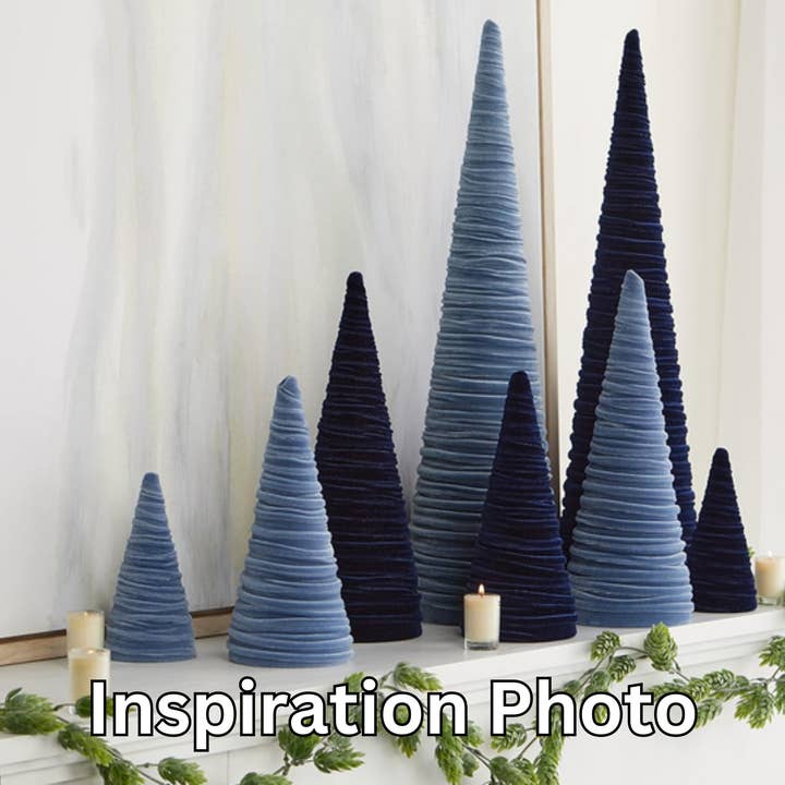 Your Heart's Content - Wholesale Decorative Tabletop Object - Cones Velvet Set of 4, Classic Minimalist Tree Decor, Mantel8
