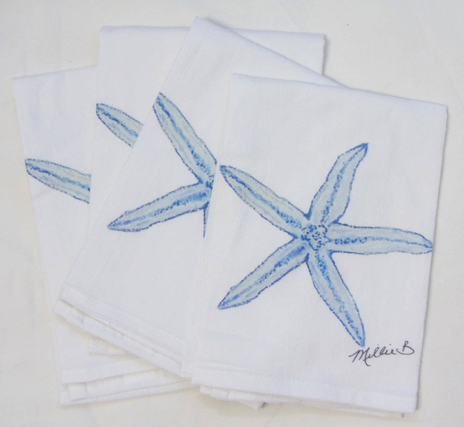 Lowcountry Linens - Venta al por mayor Paños de cocina - Toalla para saco de harina de estrellas de mar acuarela1