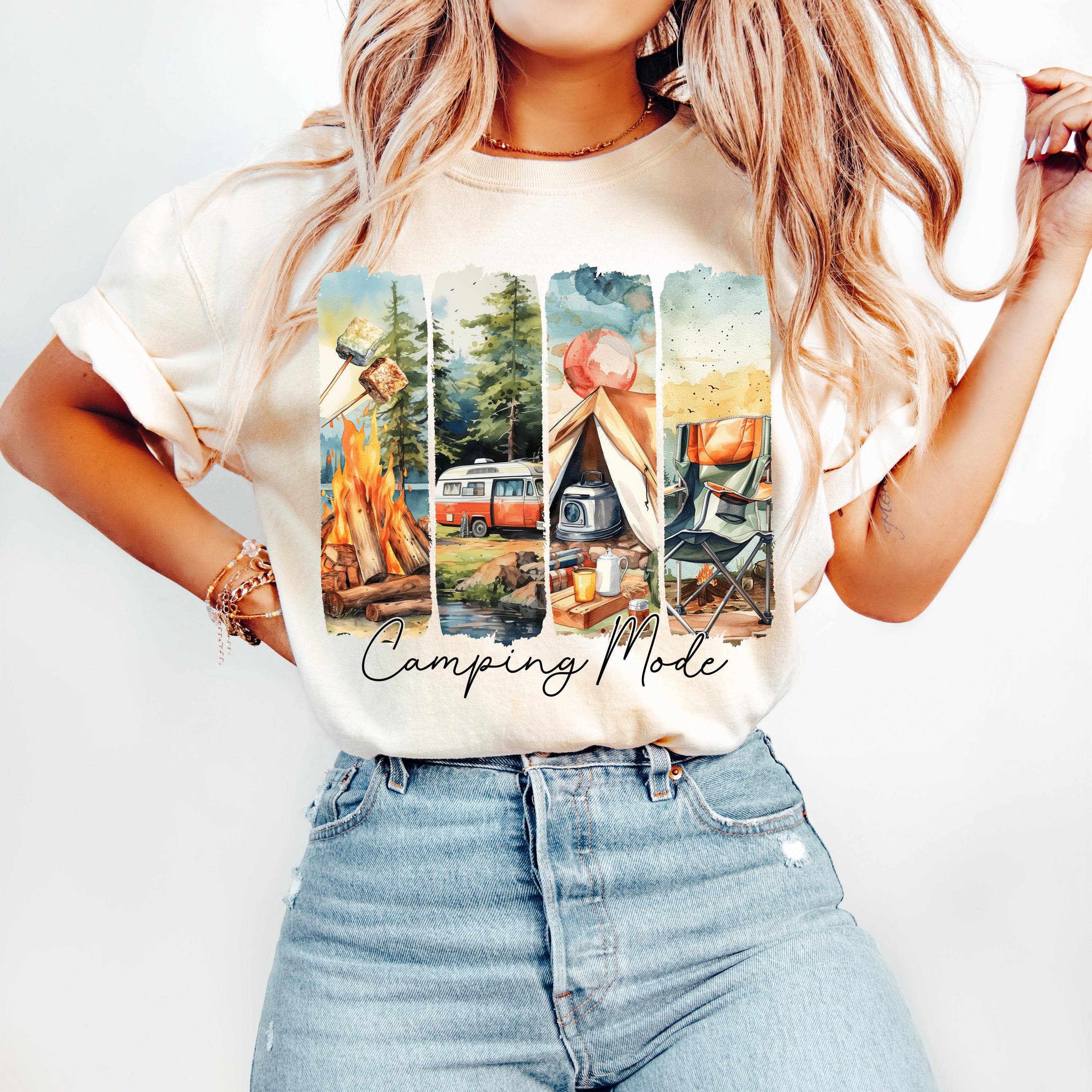 NVC Ecommerce LLC - Wholesale Graphic Sweatshirt - Women's - Camping Mode Shirt, Retro Summer Unisex Sweatshirt