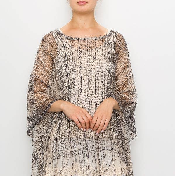 PT Brown MESH WITH SEQUIN PONCHO TOP-Y62BG/2BROWN for wholesale on Faire