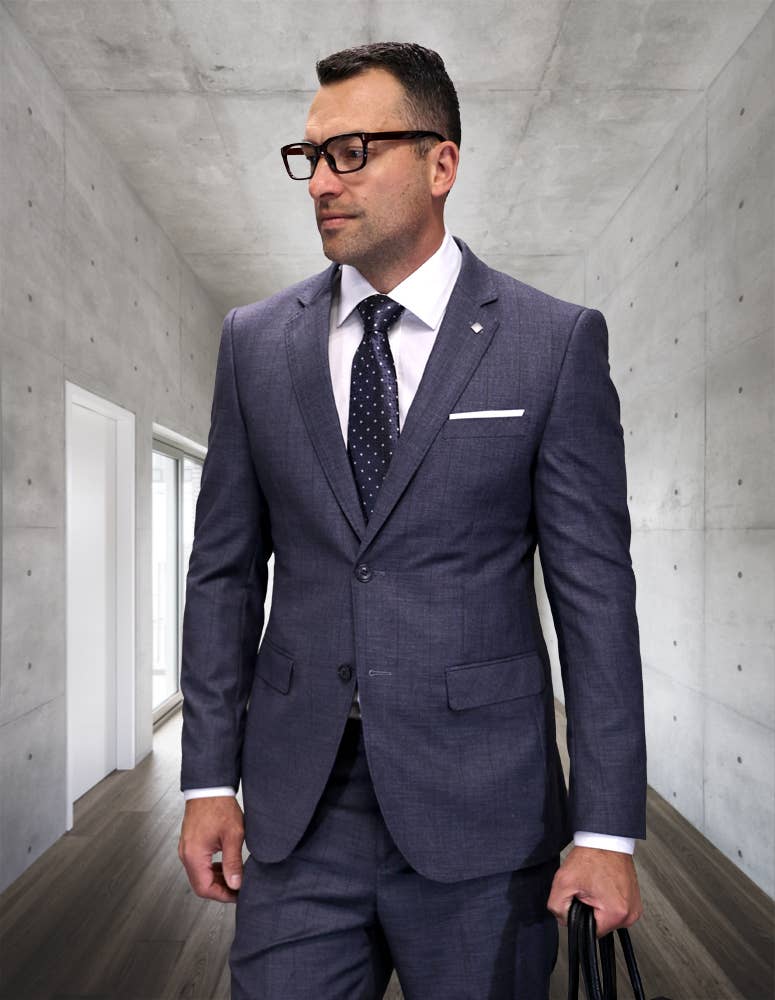 Statement Clothing - Wholesale Suit Set - Men's - Men's Italian Plaid Wool 2PC Suit Set PRT-1011