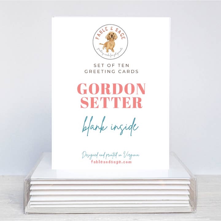 Fable & Sage - Wholesale Everyday Greeting Card - Gordon Setter | Blank Greeting Card | Set of 10 2