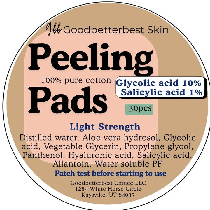 Peeling pads with light/medium strength Glycolic acid(10%, 30%) and salicylic acid(1%,2%) with Prep solution for wholesale by gbb Goodbetterbest Skin