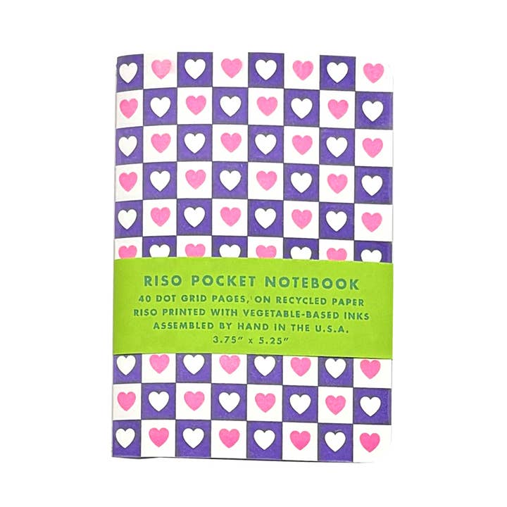 Risograph Pocket Notebook - Heart Checkers for wholesale by Next Chapter Studio