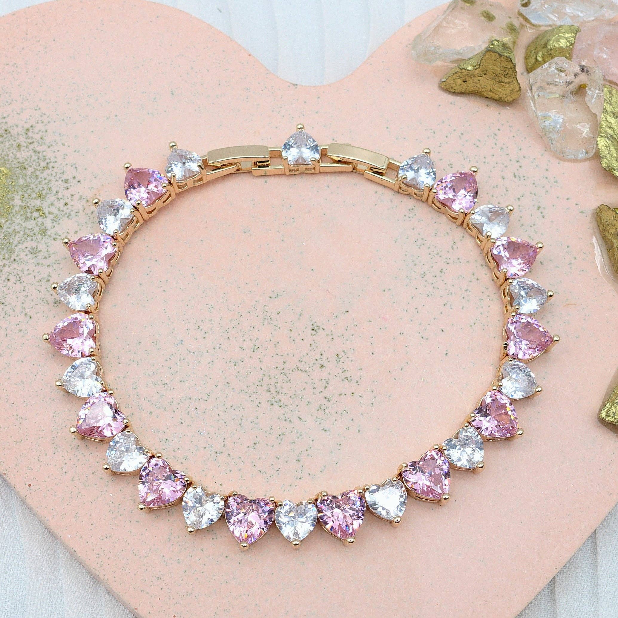 Daemon srls - Vente Bracelet tennis - CHERIE - bracelet tennis avec zircone cubique en forme de cœurs alternés5