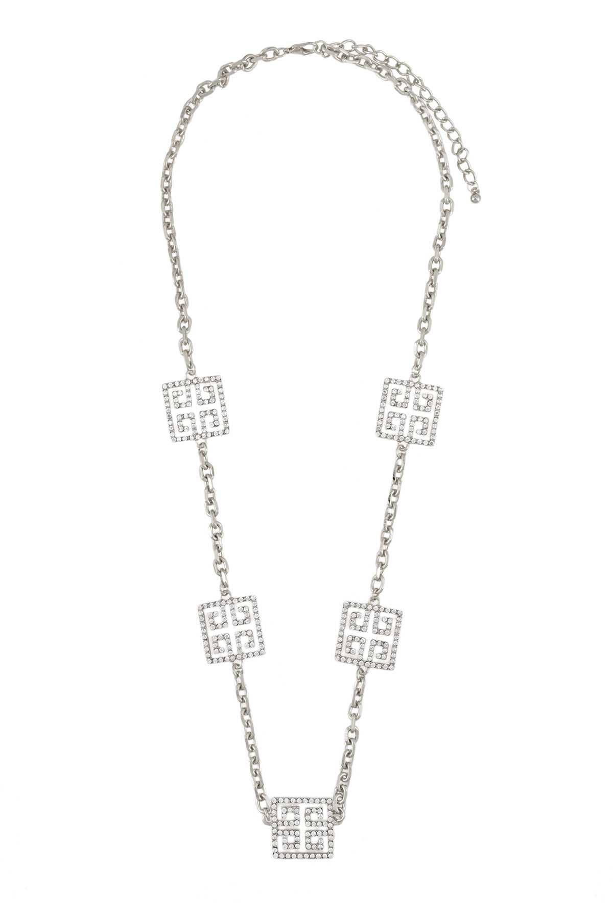 anbfashion - Wholesale Pendant/Charm Necklace - Rhinestone Square Greek Necklace 5522