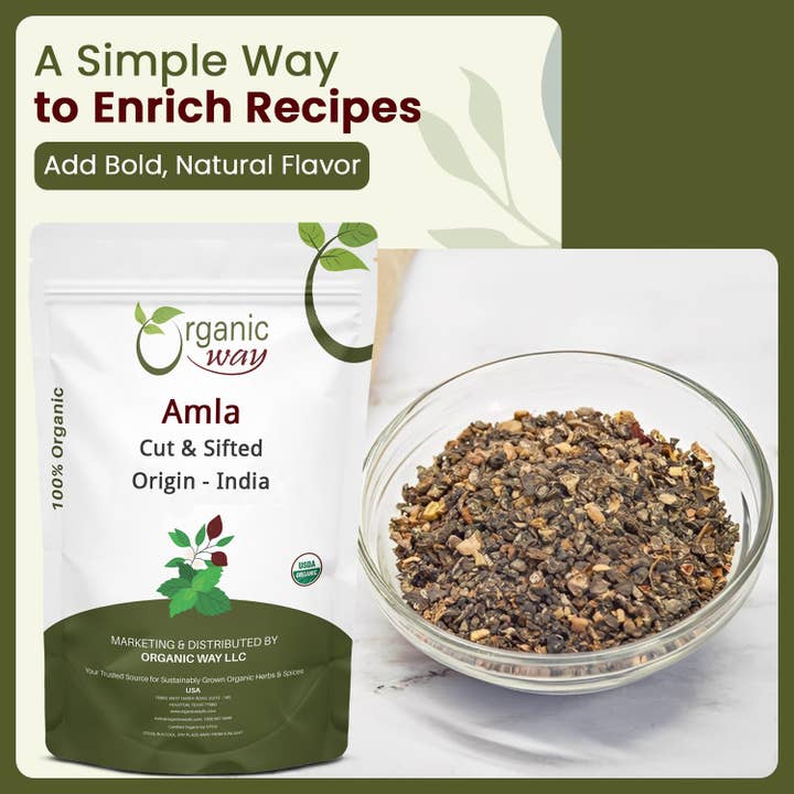 Organic Way LLC – Ervas por atacado – Amêndoa Seca/Emblica Officinalis Cortada e Peneirada (Phyllanthus emblica) - Certificado Kosher | Cru, Vegan, Não OGM e Sem Glúten | Certificado USDA | Origem - Índia3