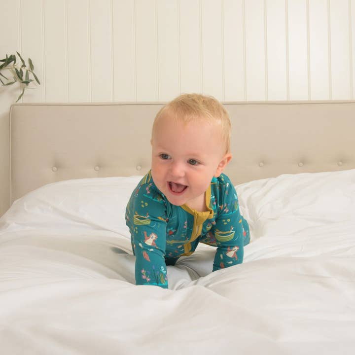 Ducky Zebra: Sustainable Kids' Clothes - Wholesale Sleepsuit - Baby - Highland Pals Organic Cotton Zip-Up Sleepsuit3