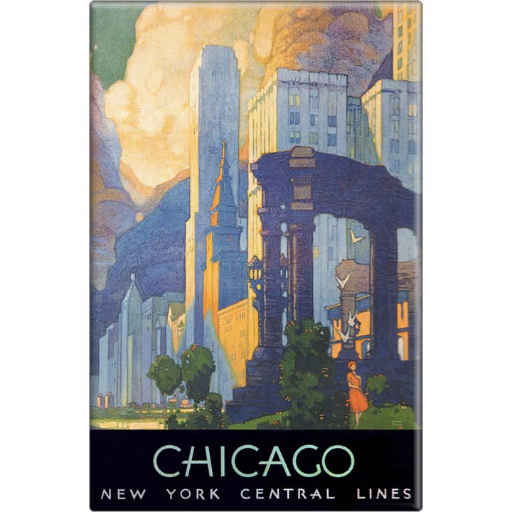 Imán - Chicago - Ferrocarriles de la Línea Central de Nueva York para venta al por mayor de Square Deal Recordings & Supplies