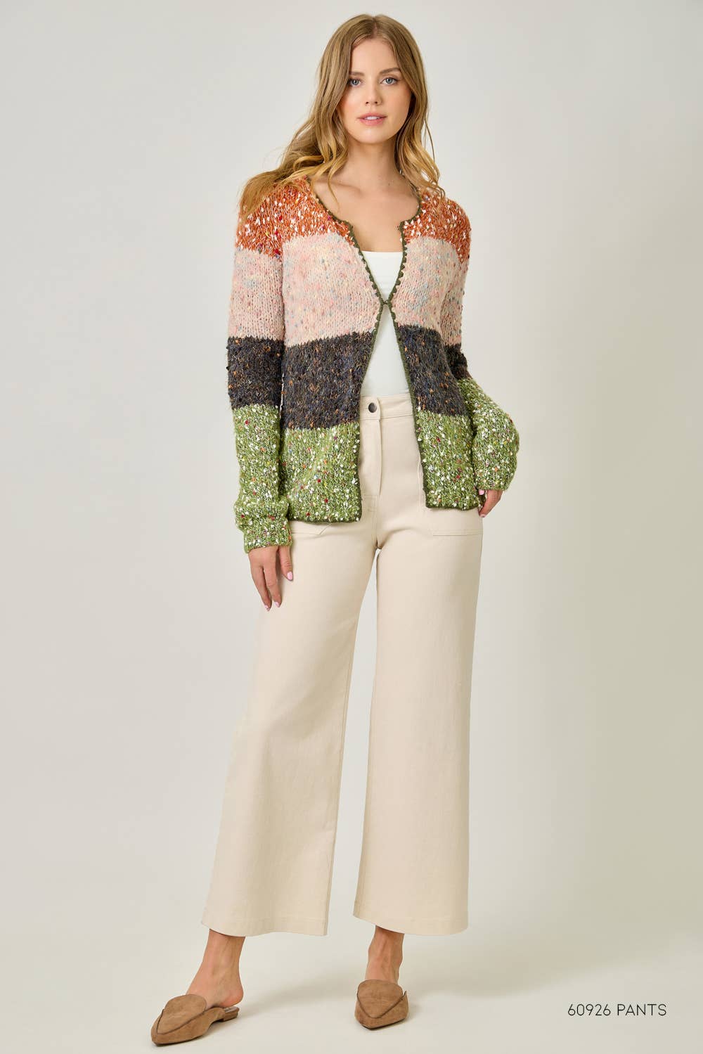 Mystree - Wholesale Cardigan - Women's - 61203 Melange Color Blocked Cardigan 22