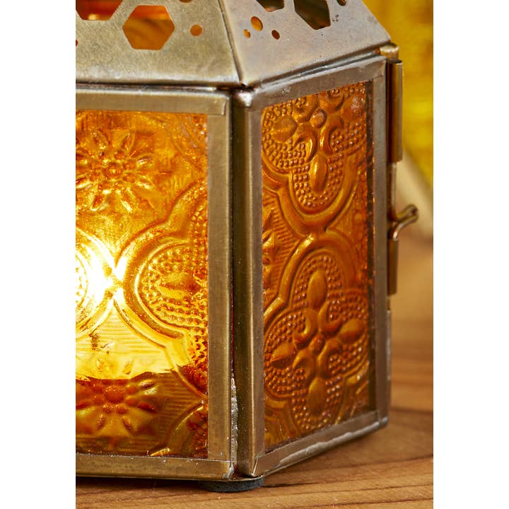 Namaste - Wholesale Lantern - Mini Hexagon Bee Lantern - Yellow