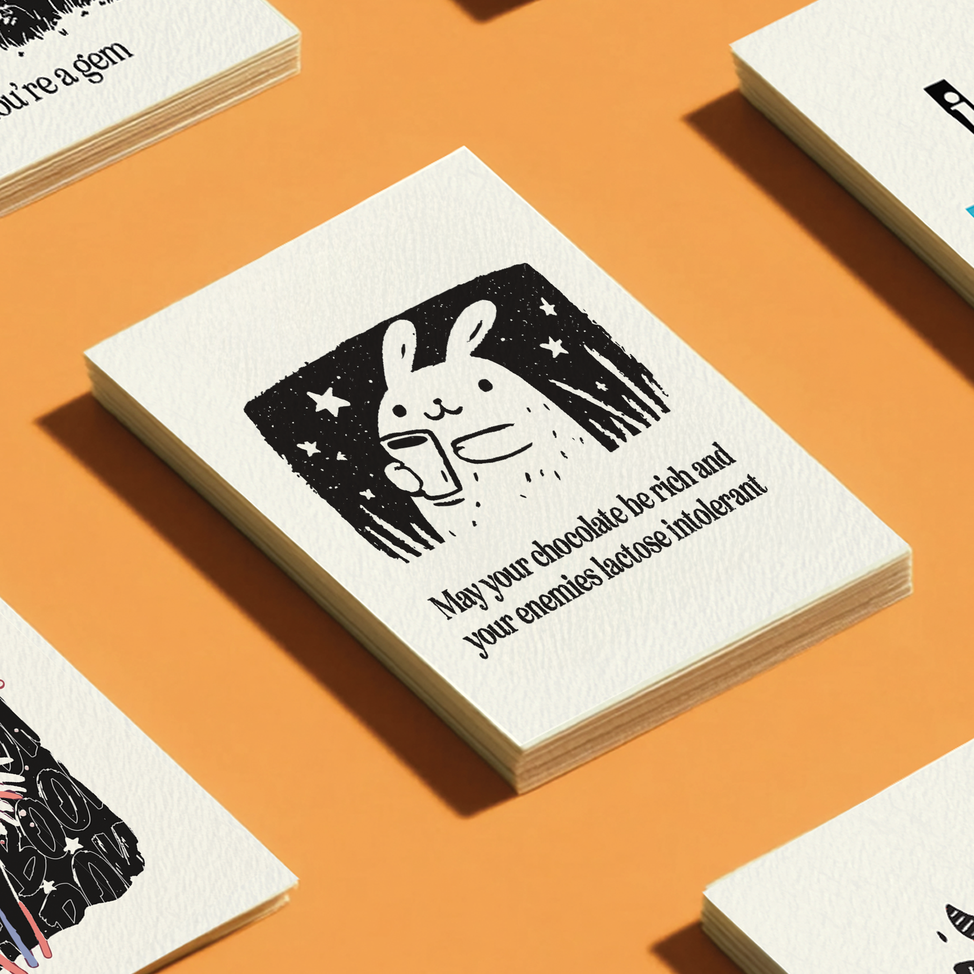 Petty Paper Studio - Vente Carte de vœux classique - Lapin amateur de chocolat sarcastique - Carte de vœux quotidienne A26