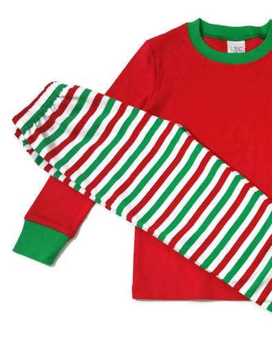 Two Piece Christmas Jammies - Red Green and White for wholesale by Love That Cotton