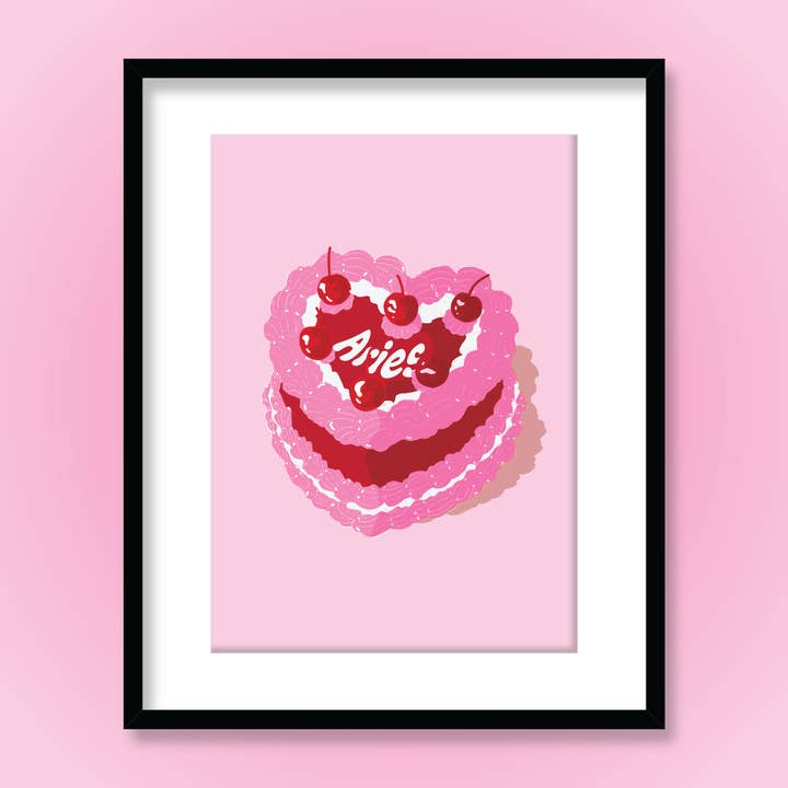 Ruby Roller Art - Vendita all'ingrosso Stampa artistica - Torta estetica cuore con ciliegie segno zodiacale stampa artistica