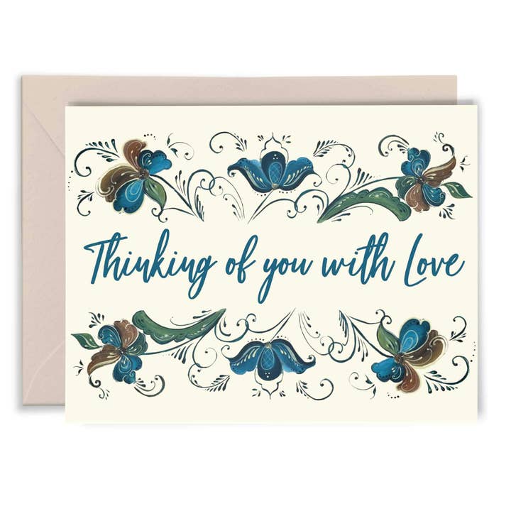 Rosemaling Love Card - Elise Watness series for wholesale by Apricity Press