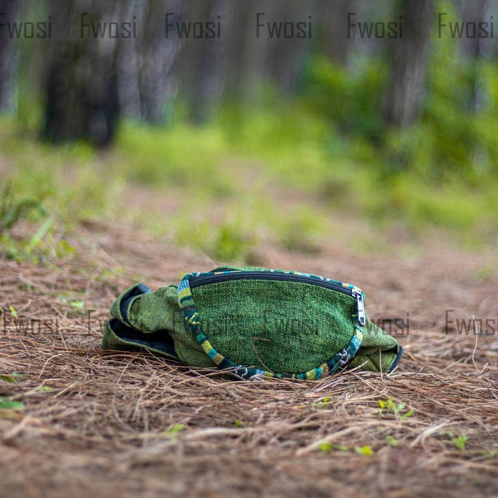 Fwosi – Pochete - Unissexo por atacado – Bolsa de Cintura Verde de Cânhamo1