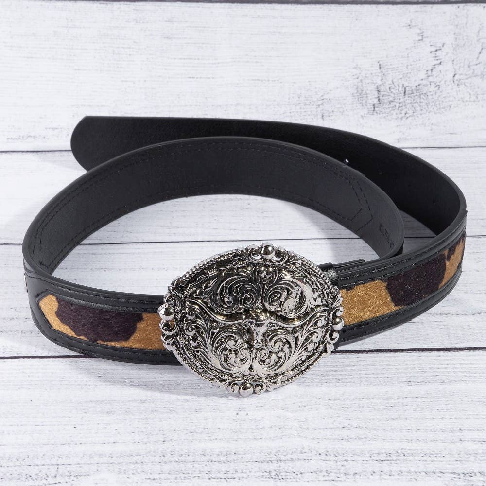 Collections by Fame Accessories - Wholesale Belt - Women's - Embroidered Longhorn Western Buckle Vegan Leather Belt6