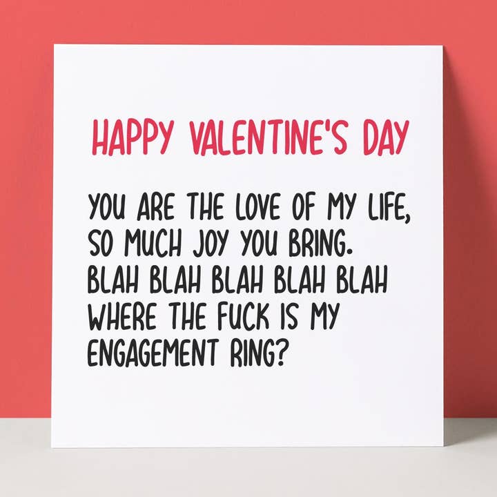 WHERE'S MY ENGAGEMENT RING POEM - VALENTINE'S DAY CARD for wholesale by Pack a Punch Designs