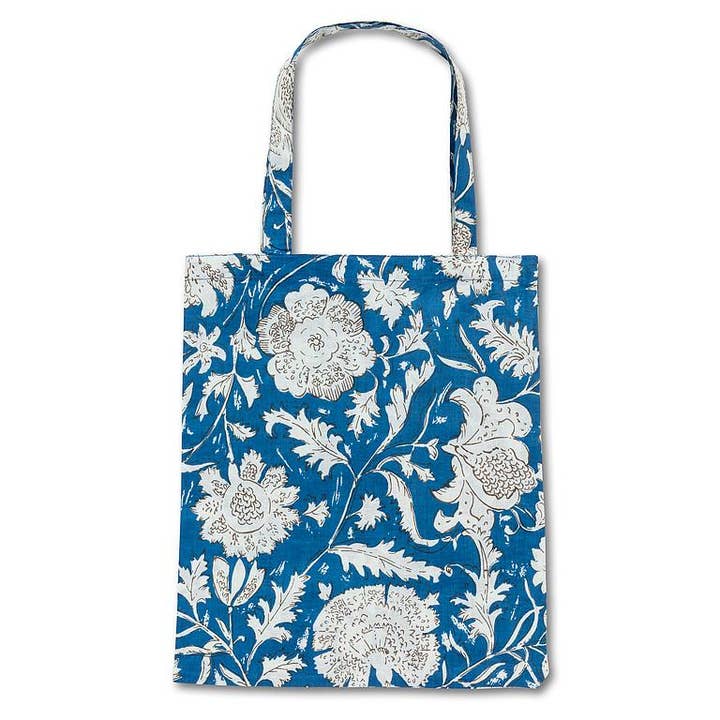 Bolso Tote Sencillo de Flores Básico de Marfil-Azul Real-12x15"L para venta al por mayor de Abbott