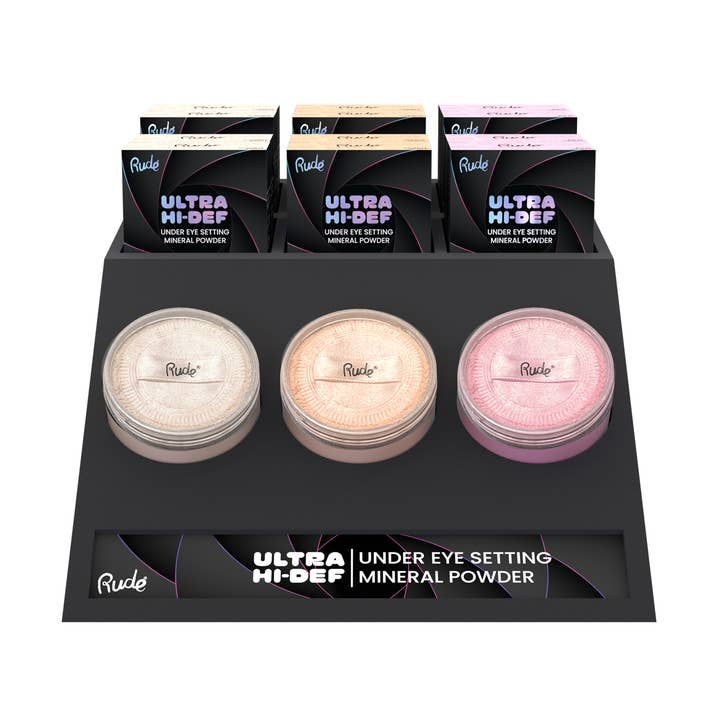 UHD Under Eye Setting Mineral Powder Display Set for wholesale by Rude Cosmetics