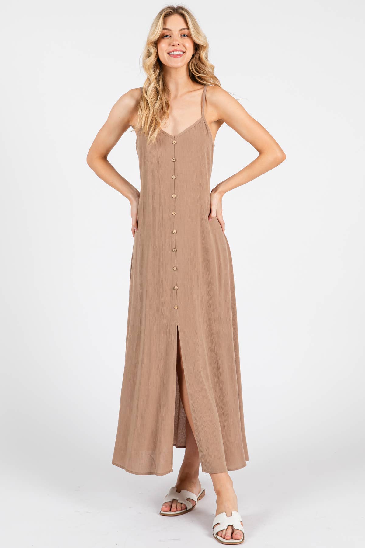 Final Touch - Vente Robe – femme - Robe fluide en mousseline épaisse avec boutons contrastants - ND40209-HV0