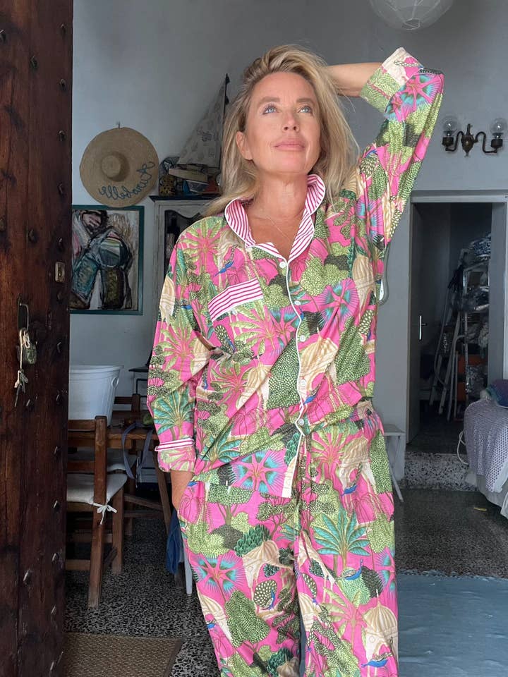 Aurobelle Ibiza - Vendita all'ingrosso Completo pigiama - Donna - Pigiama comodo abbigliamento da casa, Palazzo rosa2