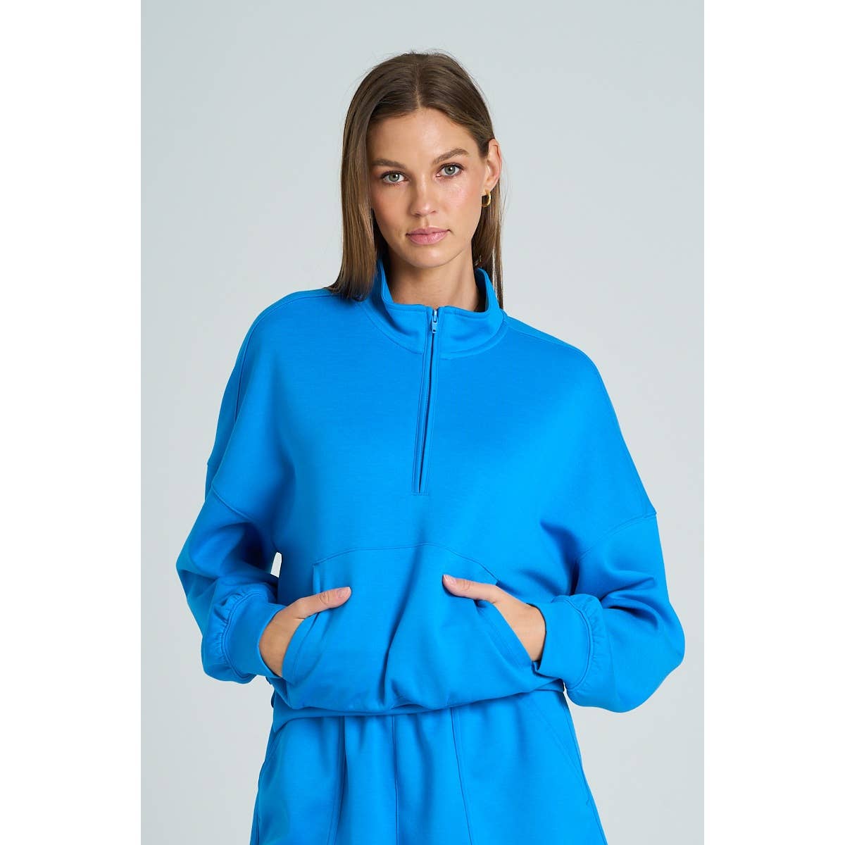 The GREii - Wholesale Sweatshirt - Women's - Mock Neck Half Zip Up Sweatshirt30