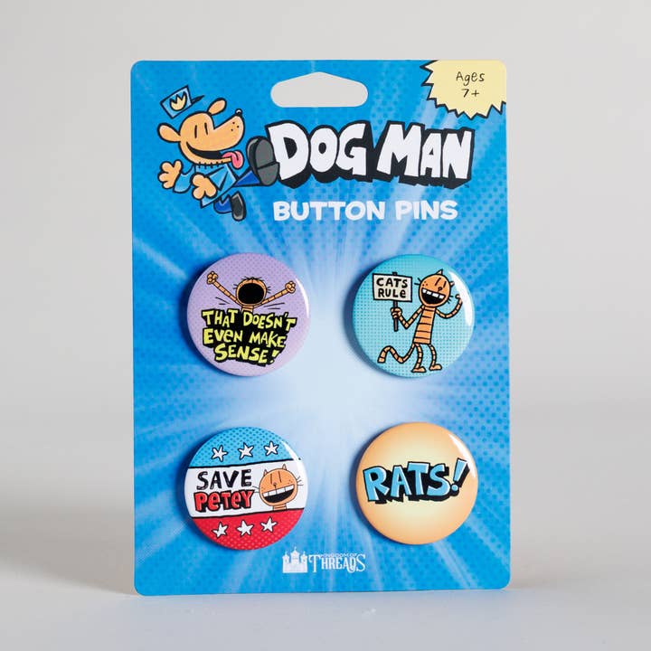 Petey the Cat Button Pin Set | Dog Man for wholesale by Kingdom of Threads