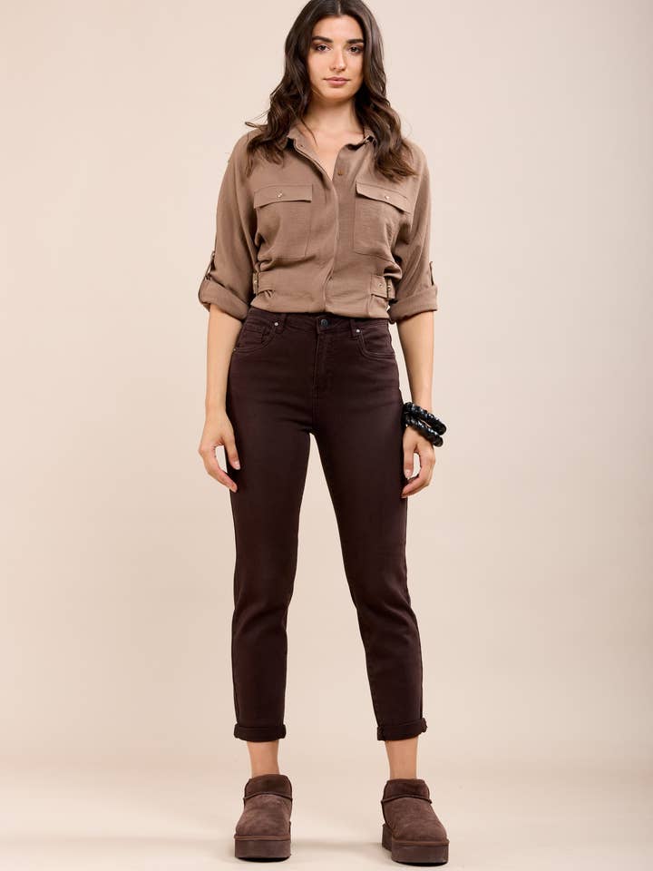 Toxik3 jean boyfriend stretch à revers minimaliste for wholesale by Toxik3