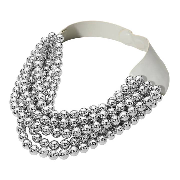 Sensibling Corp. - Wholesale Beaded/Pearl Necklace - Chunky Acrylic Bead Layered Faux Leather Magnetic Necklace