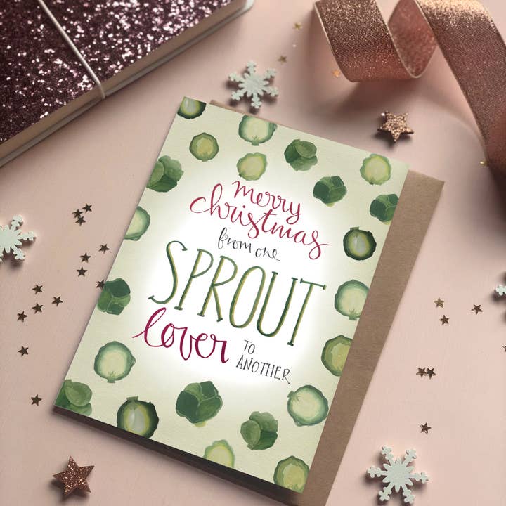 Sprout Lover kerstkaart voor wholesale door The Little Posy Print Company