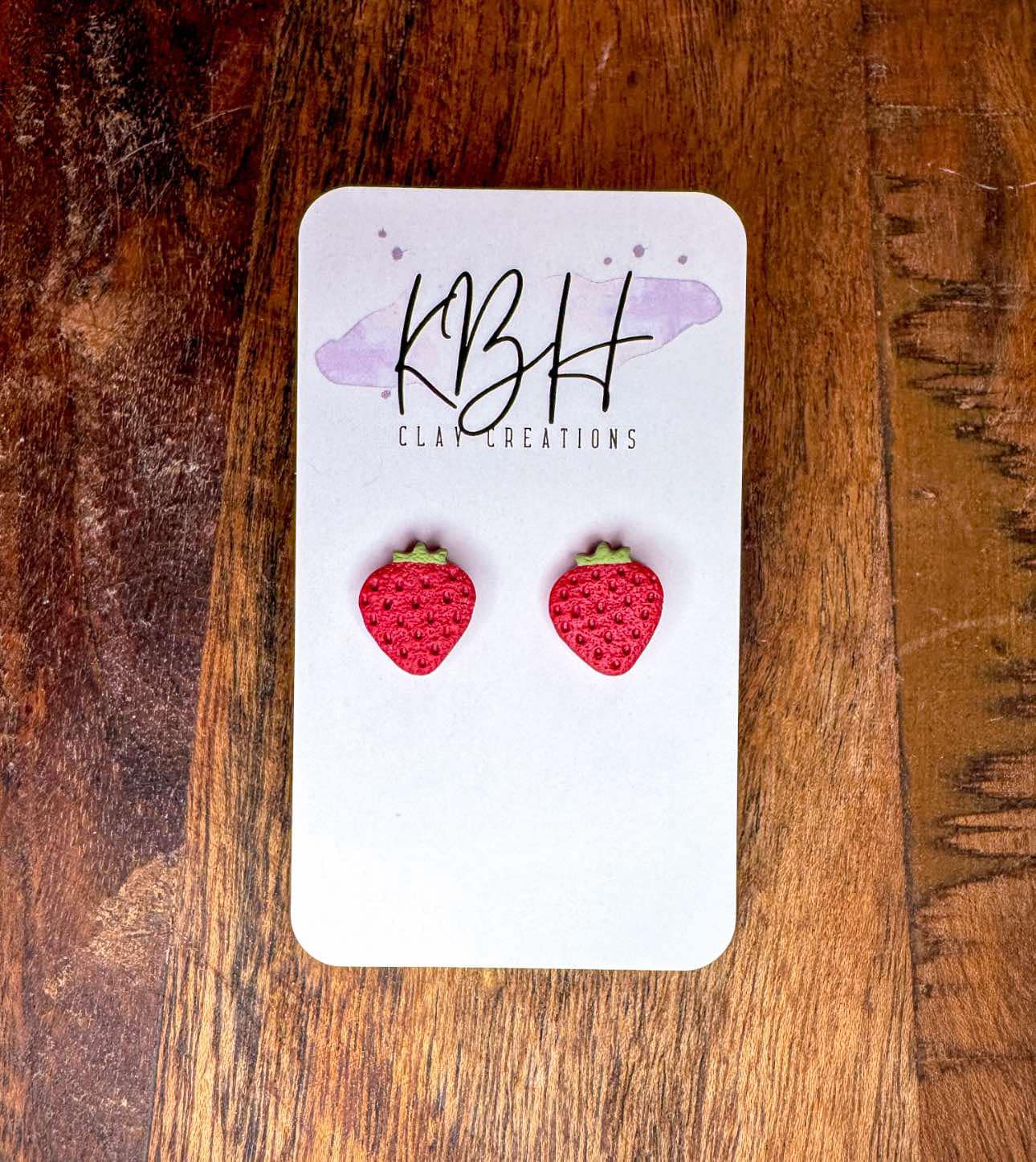 KBH CREATIONS - Wholesale Dangle Earrings - Strawberry Dangle/Stud Handmade Clay Earrings0
