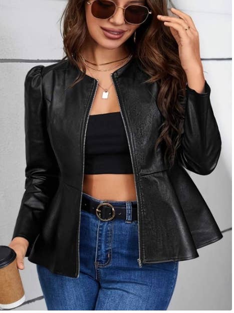 Veste zippée à manches longues Peplum pour la vente par Prestige Boutique