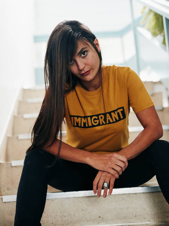 Mustard Immigrant T-shirt for wholesale by So Immigrant