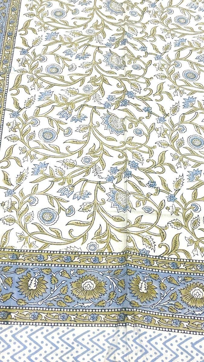 Status Collections - Wholesale Tablecloth - Blue/Beige Block Printed Tablecloth 150x220cm0