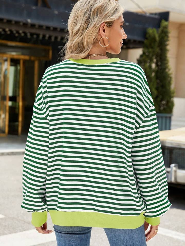 NINEXIS - Wholesale Blouse - Women's - CWTBLL1888_FALL CREW-NECK STRIPED LONG-SLEEVED TOP16