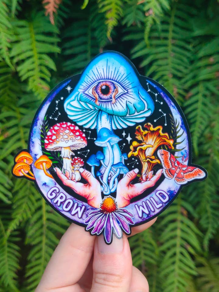 Grow Wild - Sticker Art - Mushroom Forest Witch Nature Hike for wholesale by Crafted from Scratch