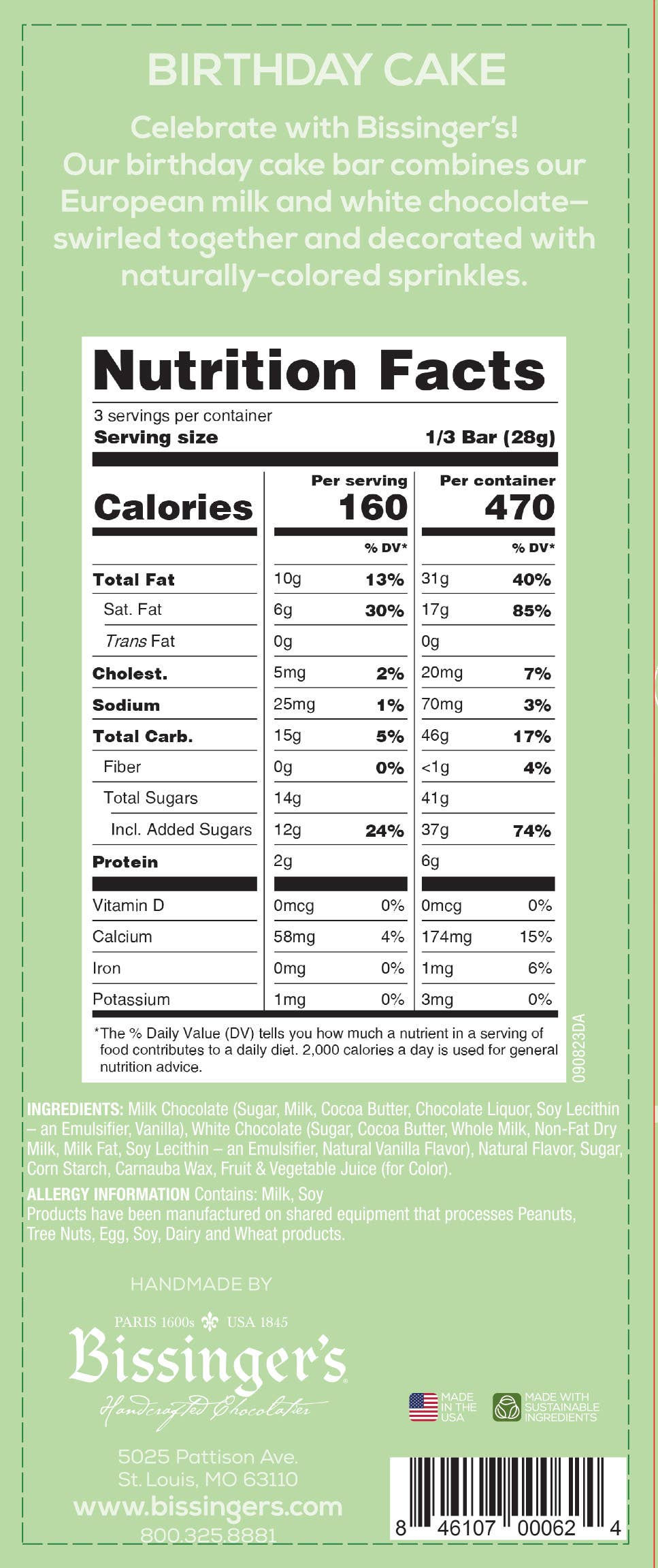 Bissinger's - Wholesale Chocolate Bar - Bissinger's White and Milk Chocolate Birthday Cake Bar-3 OZ1