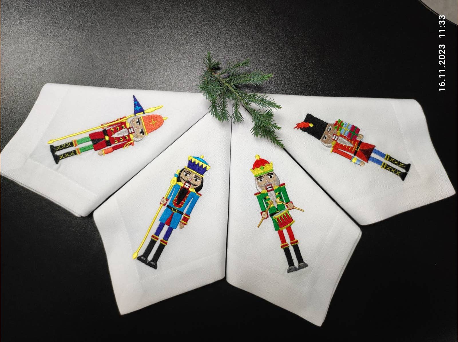 Handmade Originals Ukraine - Wholesale Dinner & Cloth Napkin - Embroidered Christmas Napkins Premium Nutracker ''16x16''4