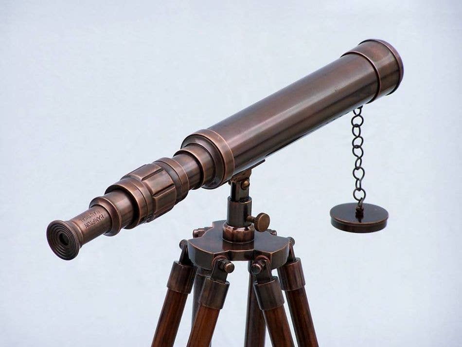 Hampton Nautical - Wholesale Telescope/Microscope – Kids - Standing Antique Copper Harbor Master Telescope 30"1