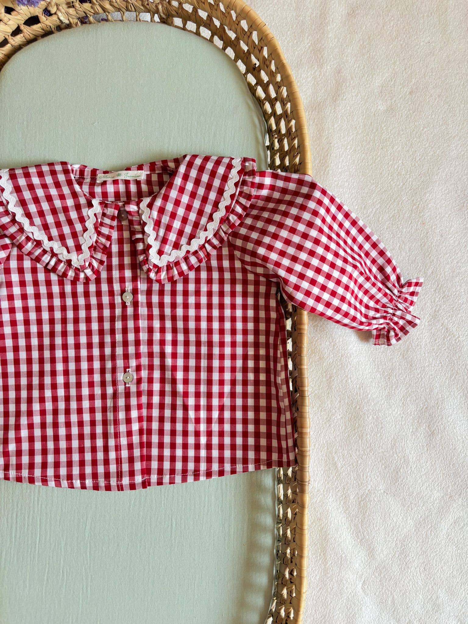 Maria Jasmim Baby & Child – wholesale Hoodie - Barn – Röd Vichy-skjorta1