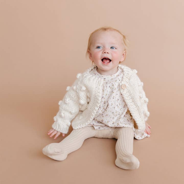 The Blueberry Hill - Venta al por mayor Cárdigan - Niños - Cárdigan de Palomitas, Suéter de Bebé Crema Ropa Infantil Otoño